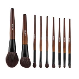VEVOR 9-Piece Makeup Brush Set for Foundation Blending Eyeshadow, Professional Makeup Brush Kit with Soft Natural Wool & Vegan Synthetic Bristles