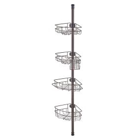 VEVOR Shower Corner Caddy Tension Pole, 56" to 114" High, Multi-Functional Shower Tension Pole with Strong Load-Bearing Tray