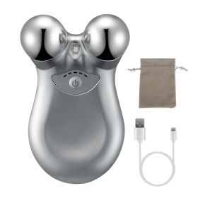 1Pc Micro-current Face Massager Rechargeable Face Neck Roller Intelligent Facial Massager With 5 Gears For Skin Tightening Skin Lifting Wrinkle R (Option: Grey)